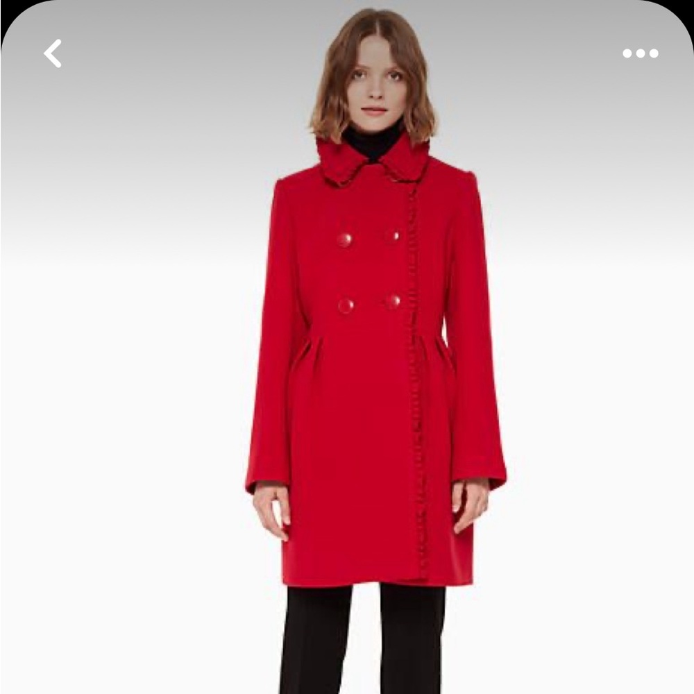 Kate Spade 10 Ruffle trim now back coat black